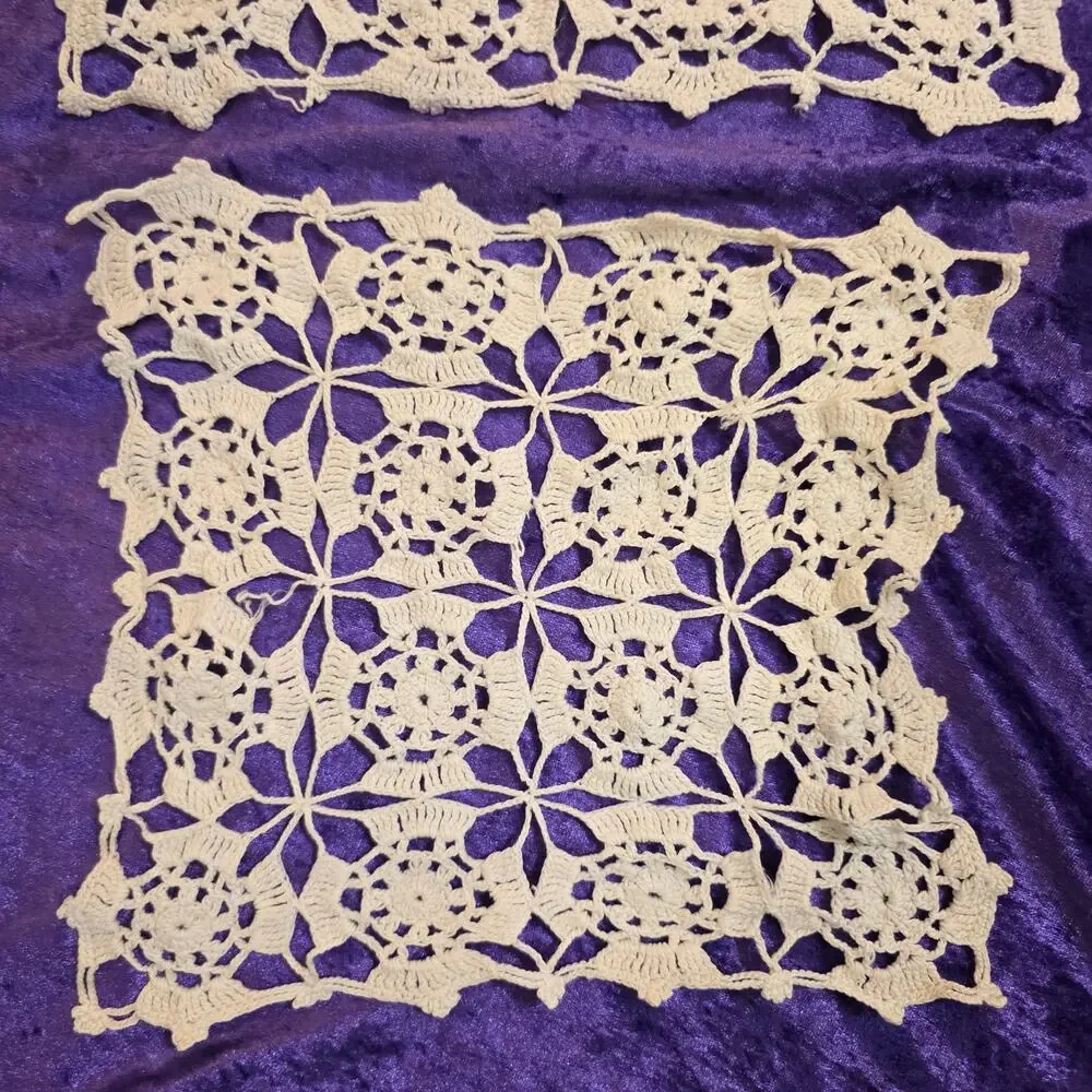 Vintage Hand Crocheted Lace Doilies Set of 2    9.5